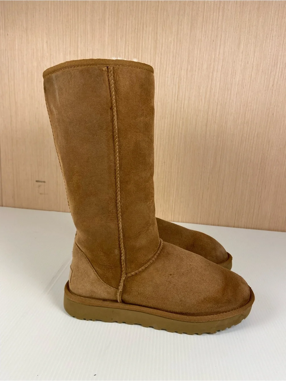 UGG Classic Tall Chestnut Suede Sheepskin Boots Women’s Size 9